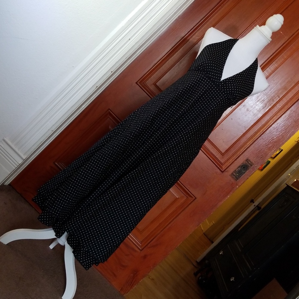GAP NAVY V EMPIRE WASTE TIE HALTER DRESS